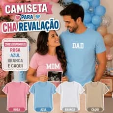 Camiseta Papai Mamãe Dad Mom Para Chá Revelação Fotos Personalizada Varias Cores 100% Algodão