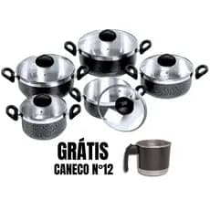 Conjunto de Panelas de Alumínio com Caçarola e Tampa de Vidro - Kit 6 peças