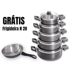 Kit Jogo de Panelas 6 peças Alumínio Tampa de Vidro com Frigideira N°20
