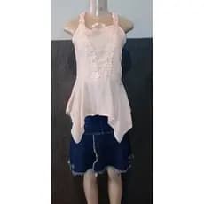 camisa social saia jeans moda sustentável moda feminina brechó