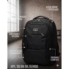 Mochila escolar  5 repartições com cabo de aço