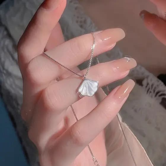 Moda Coreana Em Forma De Leque Colar Feminino Cor Prata Fino Presente De Aniversário De Estudante