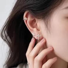 Brincos Cruzados Cravejados De Diamantes , Pinos Simples Para Mulheres , Deslocamento Delicado , Joias Com Agulha De Pra