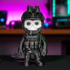 Miniatura Ghost Call of Duty - Decoração Gabinete, fantasma gamer, gabinete gamer.