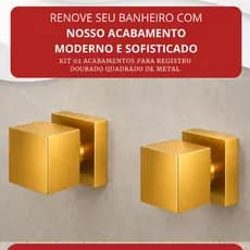 Kit 02 Acabamentos Para Registro Dourado Quadrado De Metal