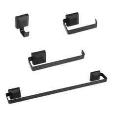 Kit Acessorios Master Para Banheiro Master Preto 4 Peças Quadrado