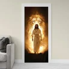 Capa de Porta Natalina | Painel Decorativo em Tecido Sublimado | Várias Estampas Temáticas Religiosa