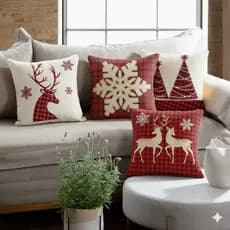 Kit 4 Capa de Almofada 45x45cm Decoração de Natal para Sala Sofá e Cama Enfeites de Natal
