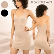 Vestido Segunda Pele Midi Tecido Premium Anagua Combinação Alça Regulável