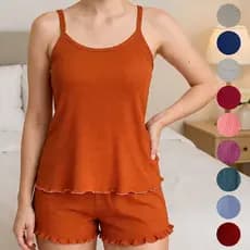 Kit 10 Pijamas Feminino Baby Doll Canelado Virginia Blogueirinha Atacado Em Suede Para Revenda