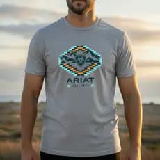 Camiseta Ariat Country Masculina Estilo Texas Cowboy Rodeio Algodão