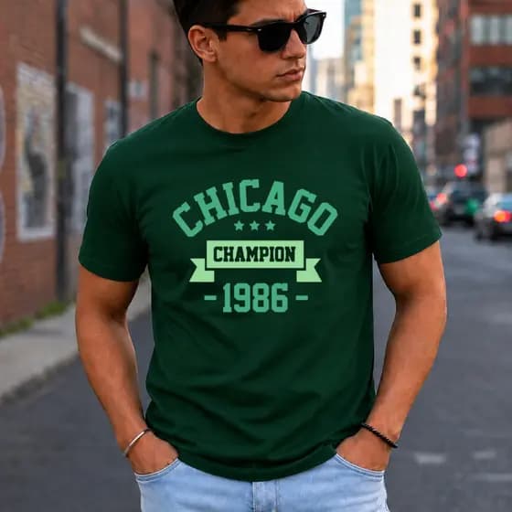 Camiseta Chicago Masculina Casual Estampa Diferente Malha Confortável Dia a Dia
