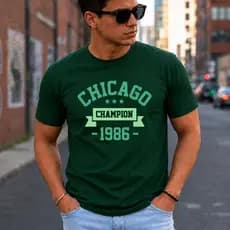 Camiseta Chicago Masculina Casual Estampa Diferente Malha Confortável Dia a Dia