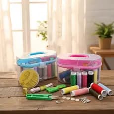 Kit Costura Completo Com Maleta Colorida Linha Agulha e Acessórios 68 Peças