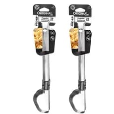 Kit Cozinha 2 Pegadores De Massas E Saladas Inox Reforçado Grande
