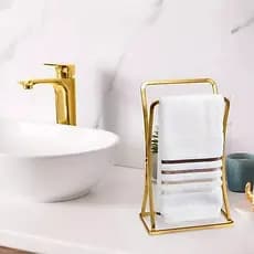 Porta Toalha De Rosto Dourado Gold Luxo Banheiro Lavabo Pia Decoração Arthi