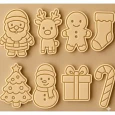 kit com 8 peças de cortador e marcador de biscoitos de natal/papai noel/arvore de natal + BRINDE ALEATORIO