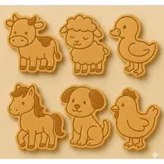 kit cortador/molde tema fazendinha com 6 peças para biscoitos, pasta americana, bolachas e massinhas8