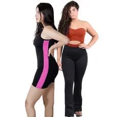Kit Maiô Macaquinho + Calça Flare Bailarina + Touca de Natação