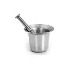 Socador de alho, pilao, almofariz em aluminio polido
