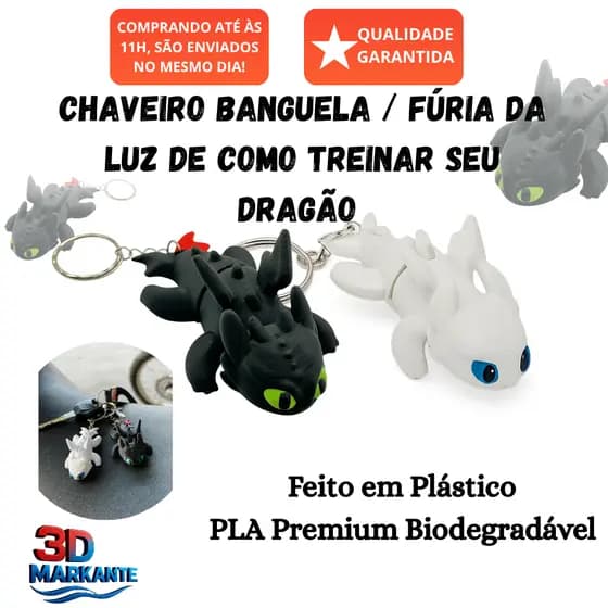 Chaveiro Casal Banguela / Fúria da Luz - Como Treinar o Seu Dragão - 7cm