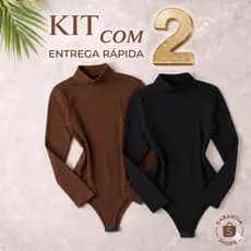Body Bory Manga Longa Canelada Toque Algodão Kit C/2 Unidades