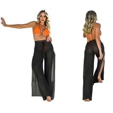 Calça saída de praia longa com estilo