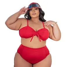 Biquini Plus size Cintura Alta Hot Pants Modelo 2 em 1 Forrado Zero Transparência