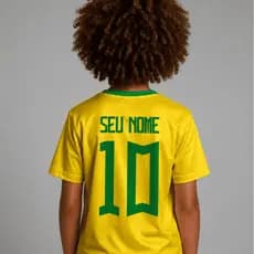 Camiseta de Criança e adulto do Brasil Com seu Nome personalizado Atrás Copa do mundo Roupa Infantil