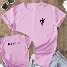 Baby look Feminino Estampado Frente e Verso Camiseta Fisioterapia Fisio Faculdade Profissão Várias Cores 100% Algodão