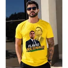 Camiseta Flávio Bolsonaro Masculina Algodão  Premium Estampa Politica Confortável Eleição Brasil