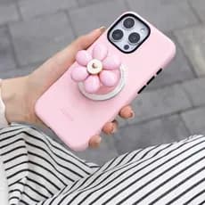 Coreano Bonito 3D Flor Telefone Phone Grip Suporte Para IPhone 16 Pro Magnético Caso De Carregamento Sem Fio