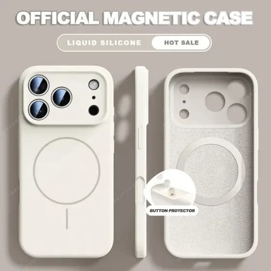 Capa Magnética De Silicone Líquido Original Para iPhone 17 Air 16 15 14 13 Pro Max Plus Macia De Carregamento Sem Fio Co