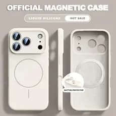 Capa Magnética De Silicone Líquido Original Para iPhone 17 Air 16 15 14 13 Pro Max Plus Macia De Carregamento Sem Fio Co