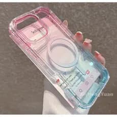 Gradiente Colorido Magnético Três Em Um Capa Protetora Premium Para IPhone 16 15 14 13 12 11 Pro Max Plus Capa