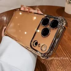 Capa Anti-Queda De Quatro Cantos Com Espaço Galvanizado Para IPhone 17 Air 16 Plus 15 14 Pro Max Filme De Lente Traseira