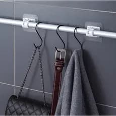Gancho De Cortina Ajustável Autoadesivo Para Parede Com Fixação Sem Prego  KIT2/4/8