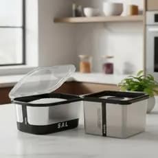 Kit Cozinha Saleiro e Pote Plástico Metalizado 3 cores disponíveis POTTE Compre + Pague -