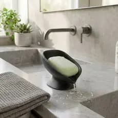 Saboneteira Luxo Texturizada De Bancada Não Junta Agua De Plástico Cor Preto