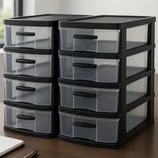 Kit 2 Gaveteiro Organizador com 4 Gavetas Grande em Plástico Jaguar Armário Cozinha Escritório