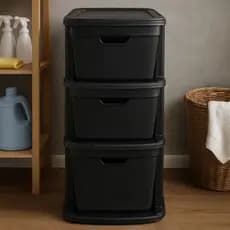 Gaveteiro Organizador Grande de Chão 15 Litros 22 Litros com 3 Gavetas em Plástico Juta Organização