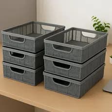Kit Até 6 Cestos Organizador Reforçados 5,2 Litros Lavanderia Armário Cozinha Banheiro Multiuso Juta