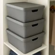 Kit 3 Caixa Organizadora com Tampa 15 Litros Grande Plástico Resistente Banheiro Cozinha Organização