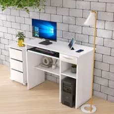 Escrivaninha Para Pc 90cm Com Suporte De Teclado E Gaveta