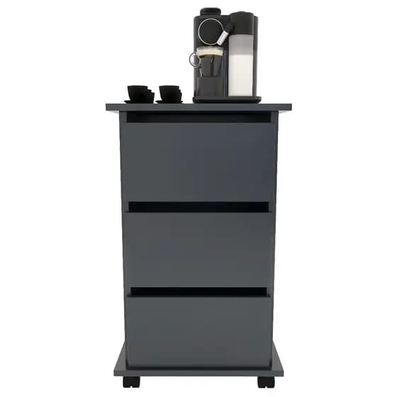 Gaveteiro Com Rodízio Criado 3 Gavetas Cores Branco/Preto