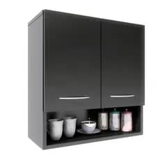 Armário Suspenso de 60 cm - Modular - Organização Inteligente - 2 Portas - Preto ou Branco