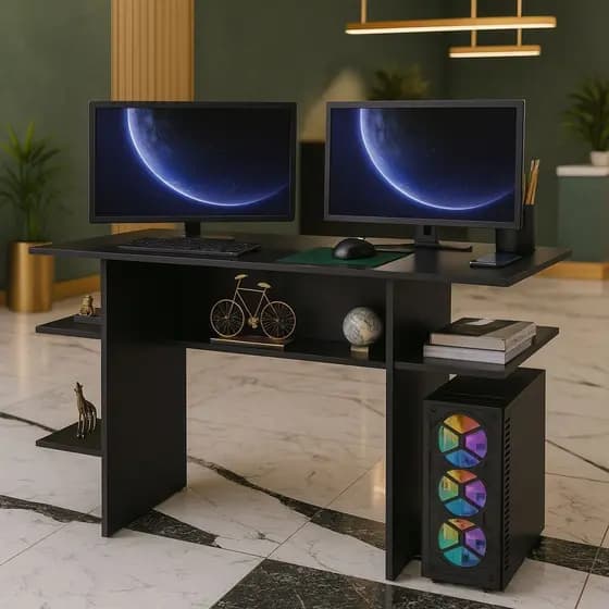 Escrivaninha Mesa Gamer Multiuso – Ideal p/ Trabalho, Estudo e Jogos - Cor Preto