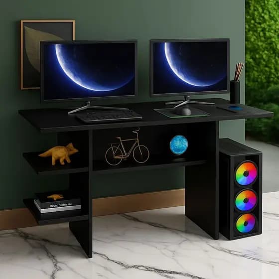 QUEIMA DE ESTOQUE - Mesa Escrivaninha p/ Computador e PC Gamer – Cor Preta