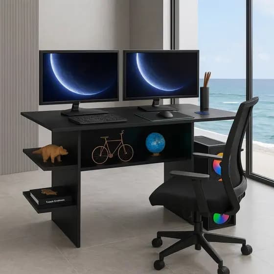 Mesa Gamer Escrivaninha para Computador, Notebook , Quarto e Escritório - Cor Preto