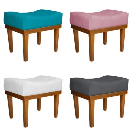 Puff Requinte Retangular Luxo Decoração Para Casa Quarto Sala Recepção Camarim Penteadeira Suede